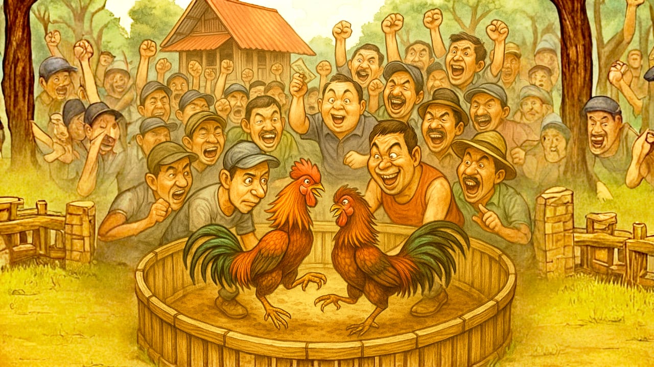 Ketua DPD Laskar Manguni Indonesia Minahasa, Noldy Lila, diduga terlibat dalam praktik sabung ayam di Kayuuwi, Minahasa.