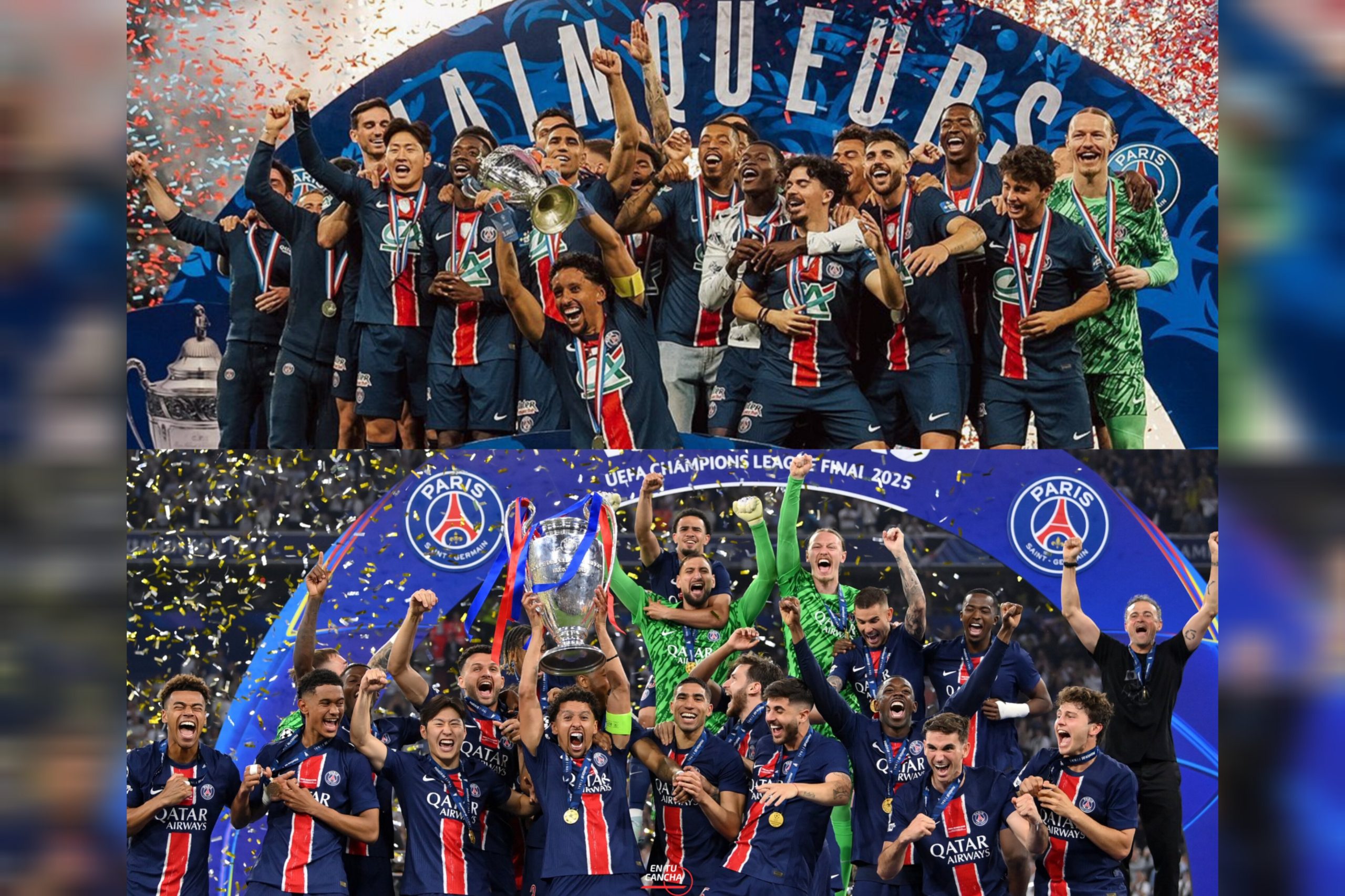 Pemain PSG merayakan kemenangan 5-0 atas Inter Milan di final Liga Champions 2024/2025 di Allianz Arena
