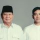 Presiden Prabowo dan Wapres Gibran mengikuti upacara Hari Lahir Pancasila dengan latar belakang Burung Garuda Pancasila.