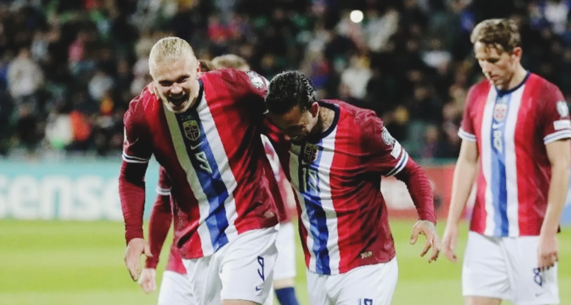 Erling Haaland dan pemain Norwegia rayakan gol ke gawang Italia pada laga Kualifikasi Piala Dunia 2026 zona Eropa di Oslo.