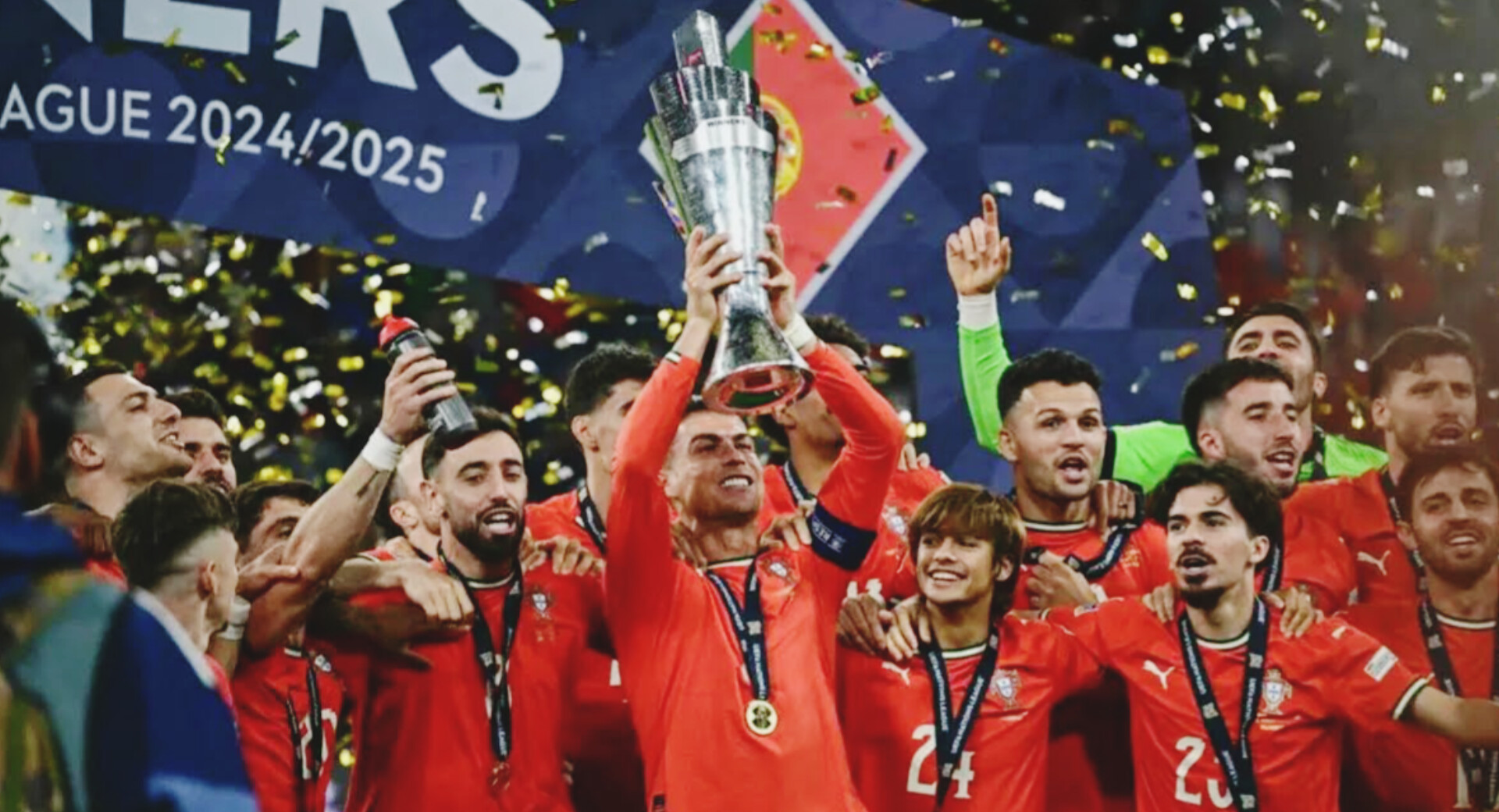 Cristiano Ronaldo merayakan gol ke gawang Spanyol di final UEFA Nations League 2024-2025