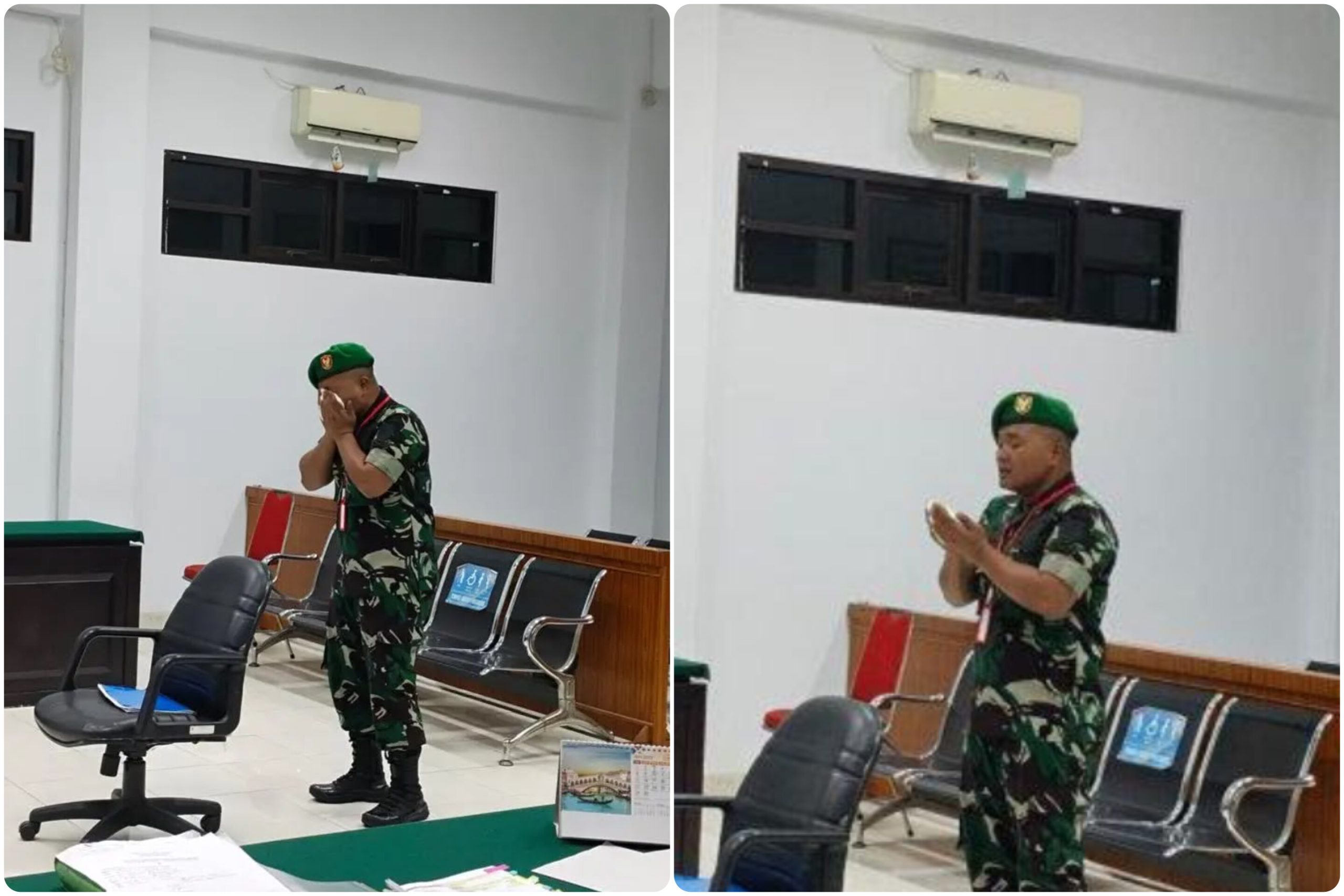 Upacara pemecatan Sertu Al Hadid di lingkungan Kodam, disaksikan jajaran TNI AD,