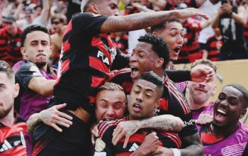 Pemain Flamengo merayakan gol ke gawang Chelsea dalam laga Grup D Piala Dunia Antarklub 2025 di Lincoln Financial Field, AS.