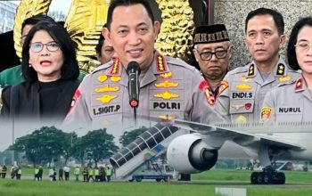 Petugas keamanan memeriksa pesawat Saudi Airlines di Bandara Kualanamu setelah ancaman bom SV5276.