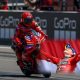 Marc Marquez dan Alex Marquez merayakan finis satu-dua di podium sprint race MotoGP Italia 2025 di Sirkuit Mugello.