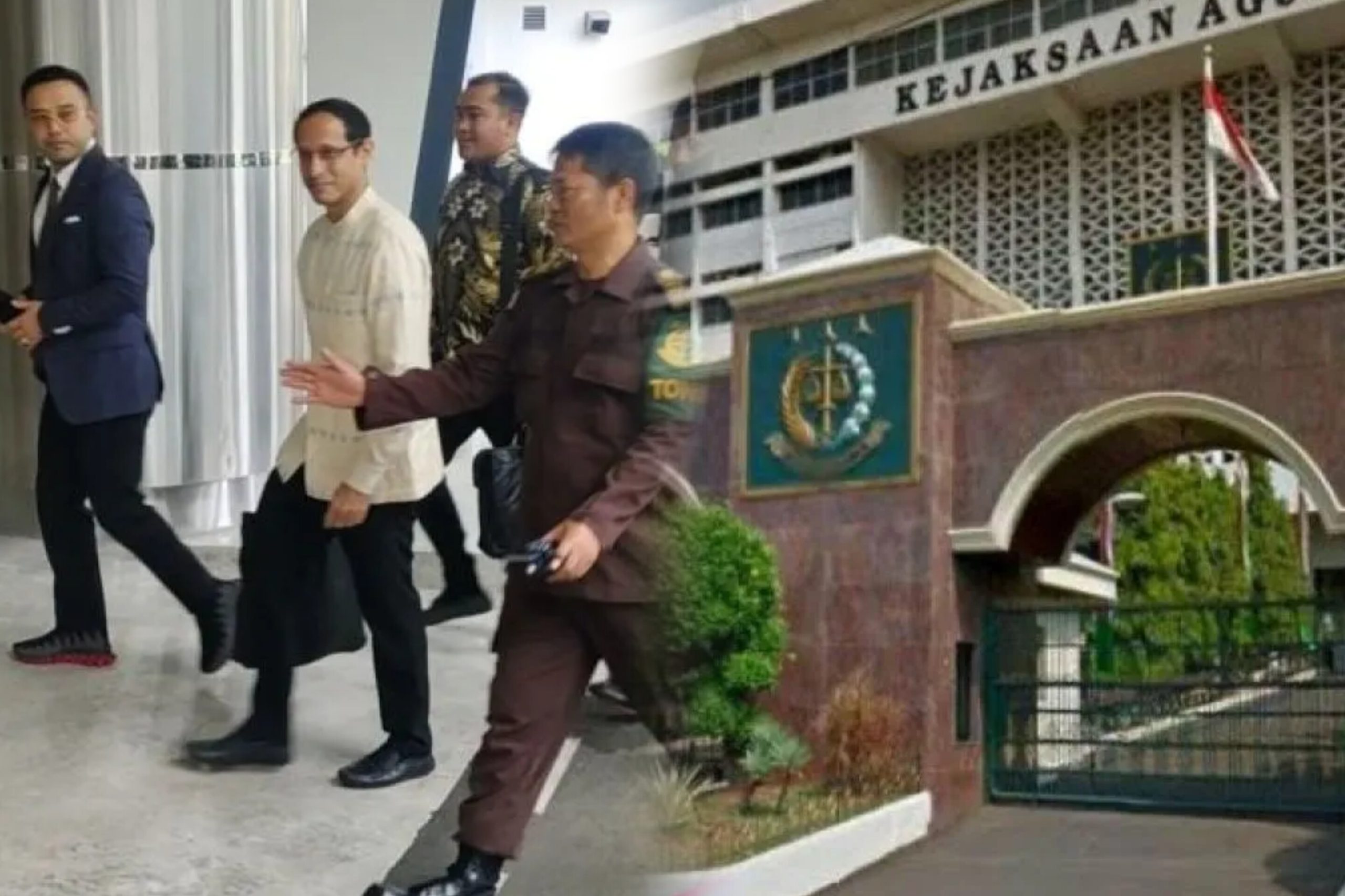 Nadiem Makarim tiba di Gedung Jampidsus Kejaksaan Agung untuk menjalani pemeriksaan terkait kasus dugaan korupsi proyek Chromebook Kemendikbudristek.