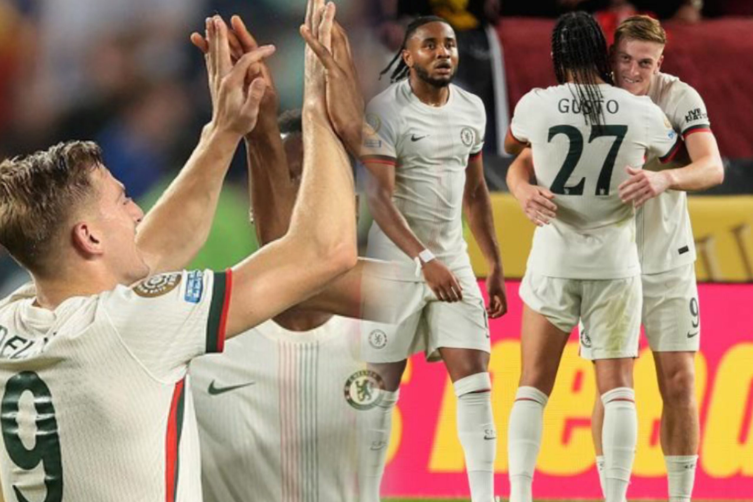 Pemain Chelsea merayakan gol ke gawang Esperance di laga Piala Dunia Antarklub 2025 di Lincoln Financial Field.