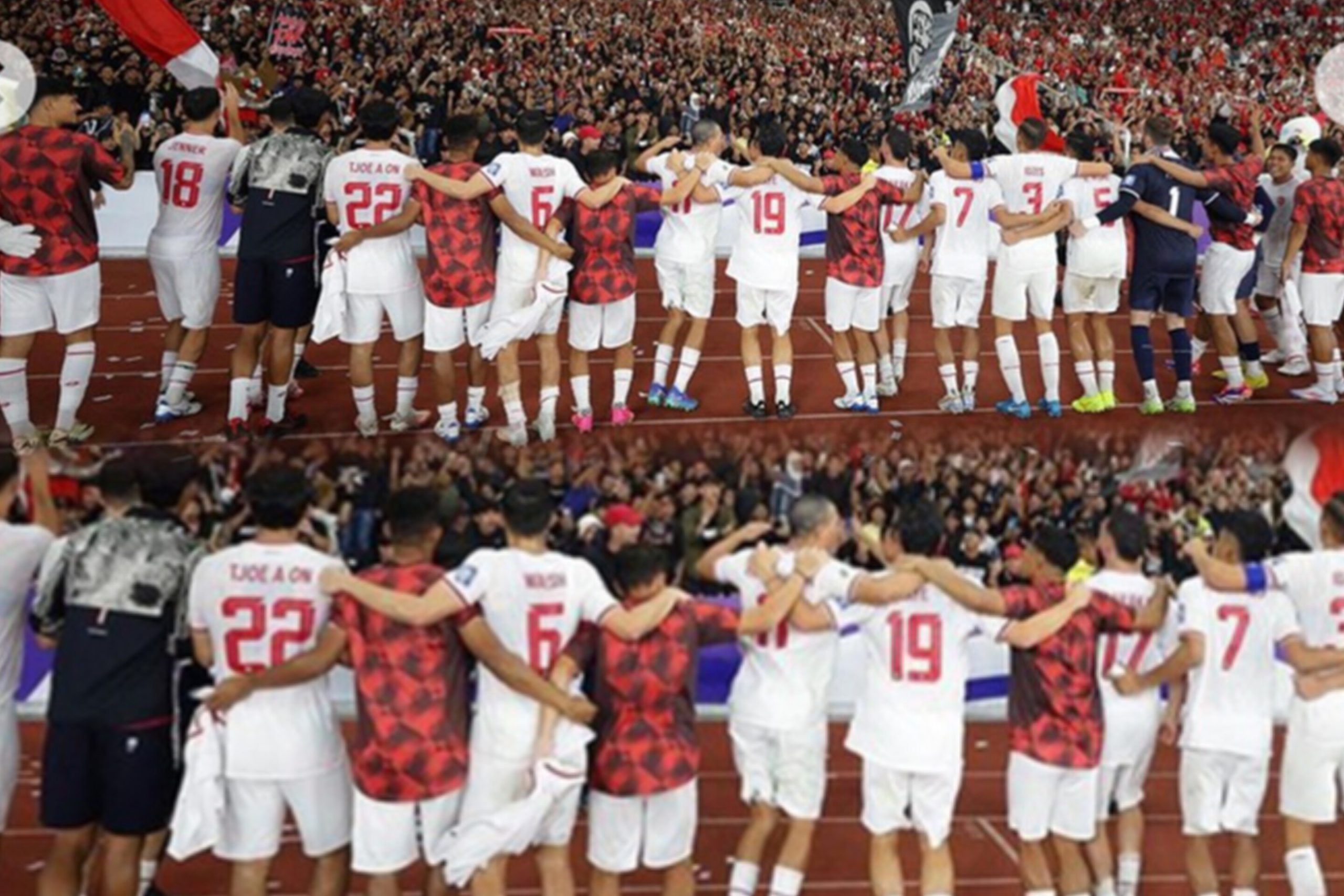 Ilustrasi bendera FIFA, peta Timur Tengah, dan stadion kosong mencerminkan potensi relokasi kualifikasi Piala Dunia 2026 akibat konflik Iran-Israel.
