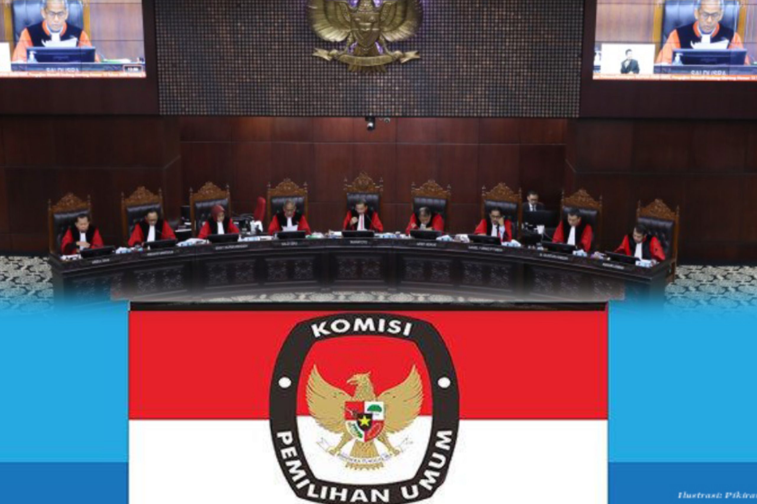 Ketua Mahkamah Konstitusi Suhartoyo membacakan putusan pemisahan Pemilu Nasional dan Daerah mulai 2029 di ruang sidang MK, Jakarta.