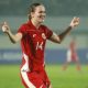 Pemain Timnas Putri Indonesia merayakan gol kemenangan ke gawang Kyrgyztan dalam laga Kualifikasi Piala Asia Putri 2026 di Stadion Indomilk Arena.