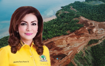 Ilustrasi simbolik pencabutan izin tambang di Raja Ampat oleh pemerintah Indonesia, menggambarkan laut yang kembali bersih dan kehidupan bawah laut yang lestari.