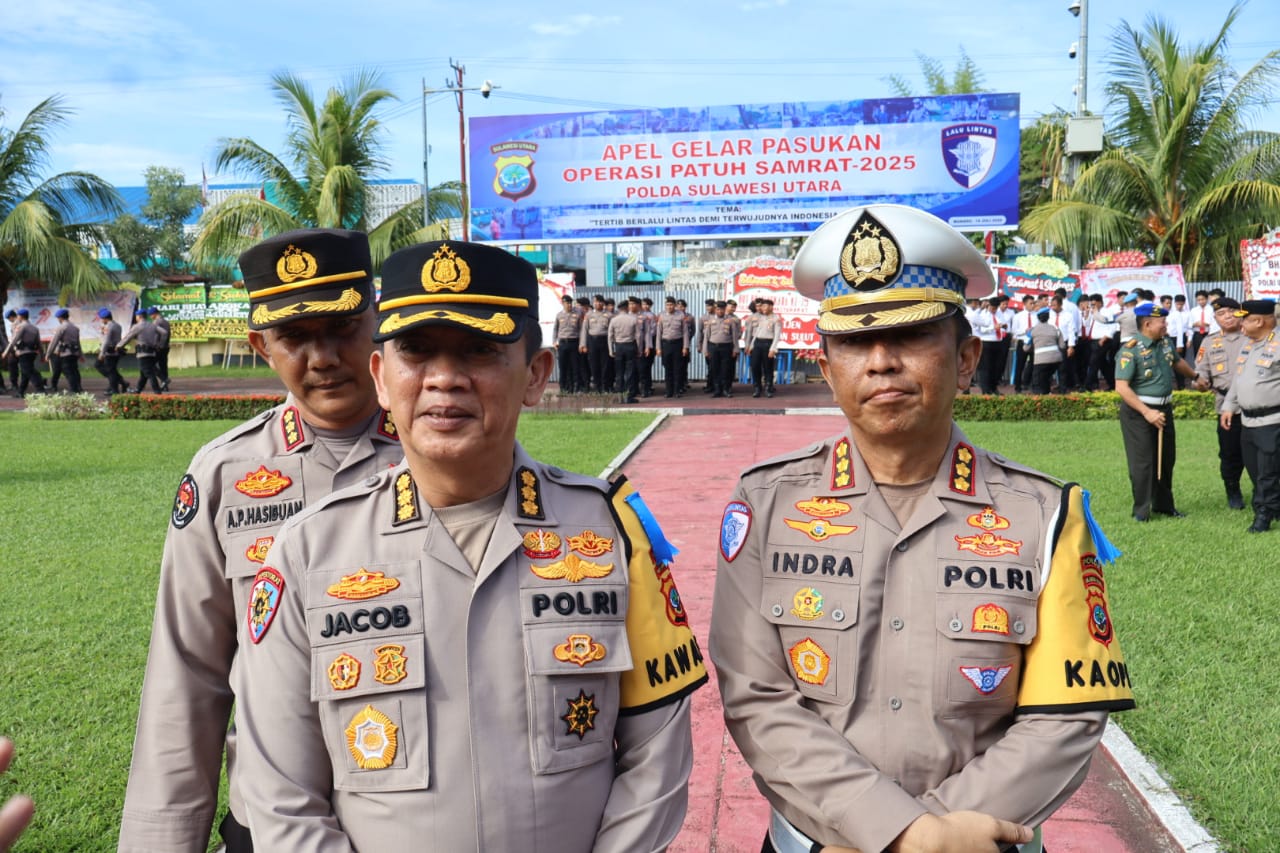 Apel gelar pasukan Operasi Patuh Samrat 2025 di Lapangan Presisi Polda Sulut, diikuti TNI-Polri dan instansi terkait, targetkan nol kecelakaan jelang HUT RI ke-80.