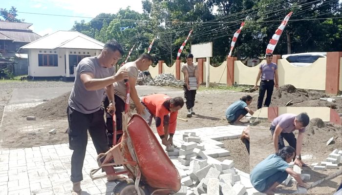 Kapolsek Fegy Lumantow Bikin Wajah Polsek Kakas Makin Humanis, Bangun SPK dan Percantik Kantor dengan Paving Blok