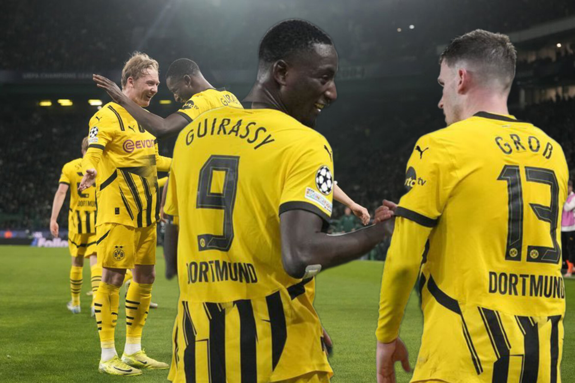 Serhou Guirassy merayakan gol dengan mengangkat tangan usai mencetak brace ke gawang Monterrey di Stadion Mercedes-Benz, Atlanta.