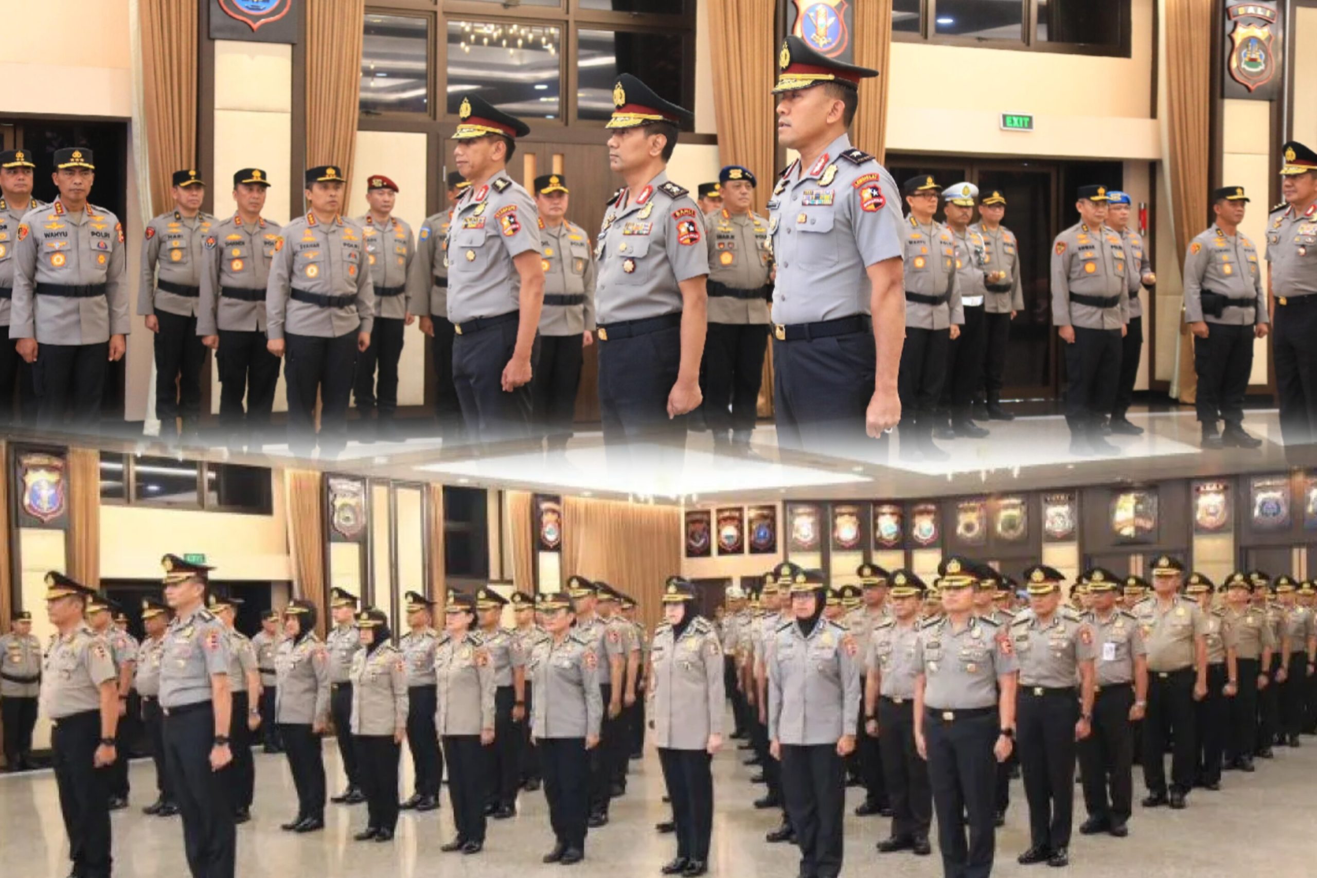 Upacara kenaikan pangkat perwira tinggi dan menengah Polri di Mabes Polri, Jakarta.