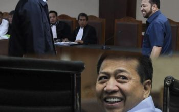 Setya Novanto duduk di ruang sidang saat menjalani proses hukum kasus e-KTP.