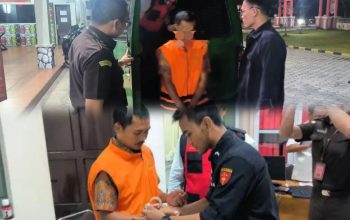 Tiga mantan perangkat Desa Parit saat digiring ke Lapas Sampit usai ditetapkan sebagai tersangka korupsi dana desa oleh Kejari Kotim.