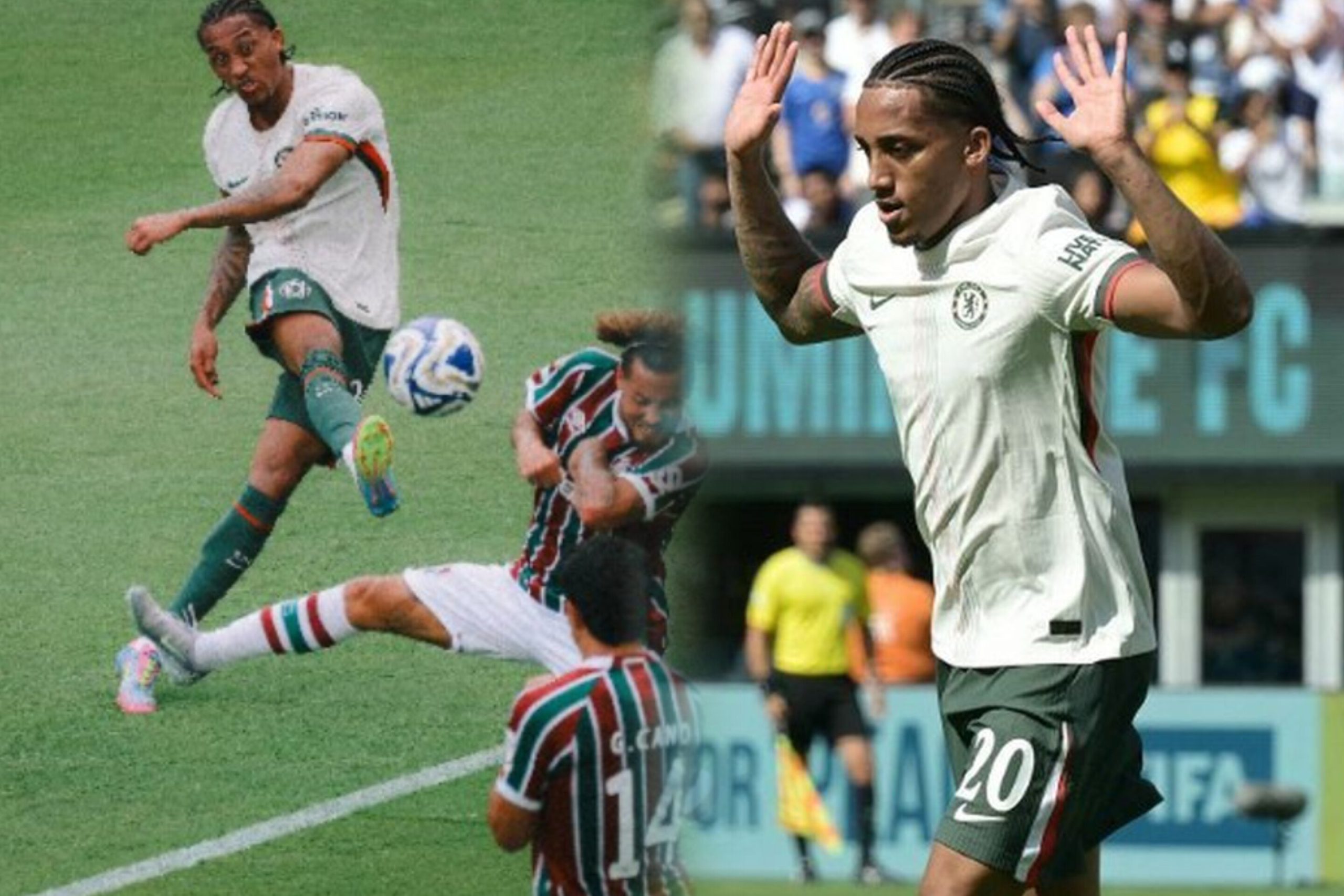 Joao Pedro merayakan gol ke gawang Fluminense dalam laga semifinal Piala Dunia Antarklub 2025 di MetLife Stadium, New Jersey.