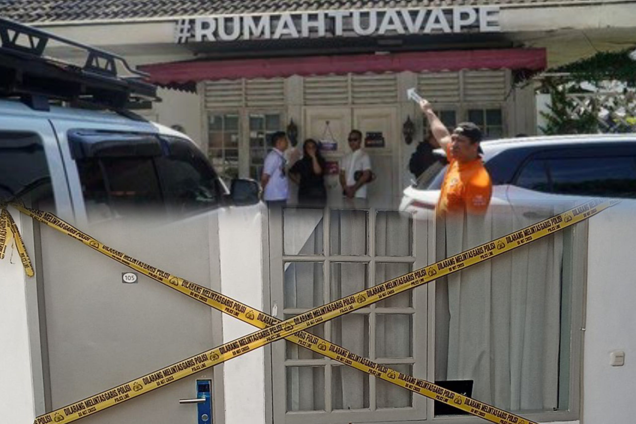 Garis polisi terpasang di depan kamar kos tempat diplomat muda Kemlu ditemukan tewas mengenaskan di Gondangdia, Jakarta Pusat.