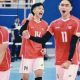 Timnas Voli Indonesia rayakan kemenangan setelah kalahkan Vietnam 3-2 di SEA V League 2025.