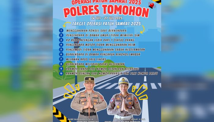 Jalanan Tomohon Diobrak-Abrik, Operasi Patuh 2025 Seret Pengendara Nakal, Tegas tapi Humanis
