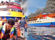 Panik di Tengah Laut! KM Gregorius Barcelona V.A Dilalap Api, Teriakan Minta Tolong Viral
