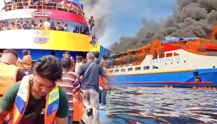 Panik di Tengah Laut! KM Gregorius Barcelona V.A Dilalap Api, Teriakan Minta Tolong Viral