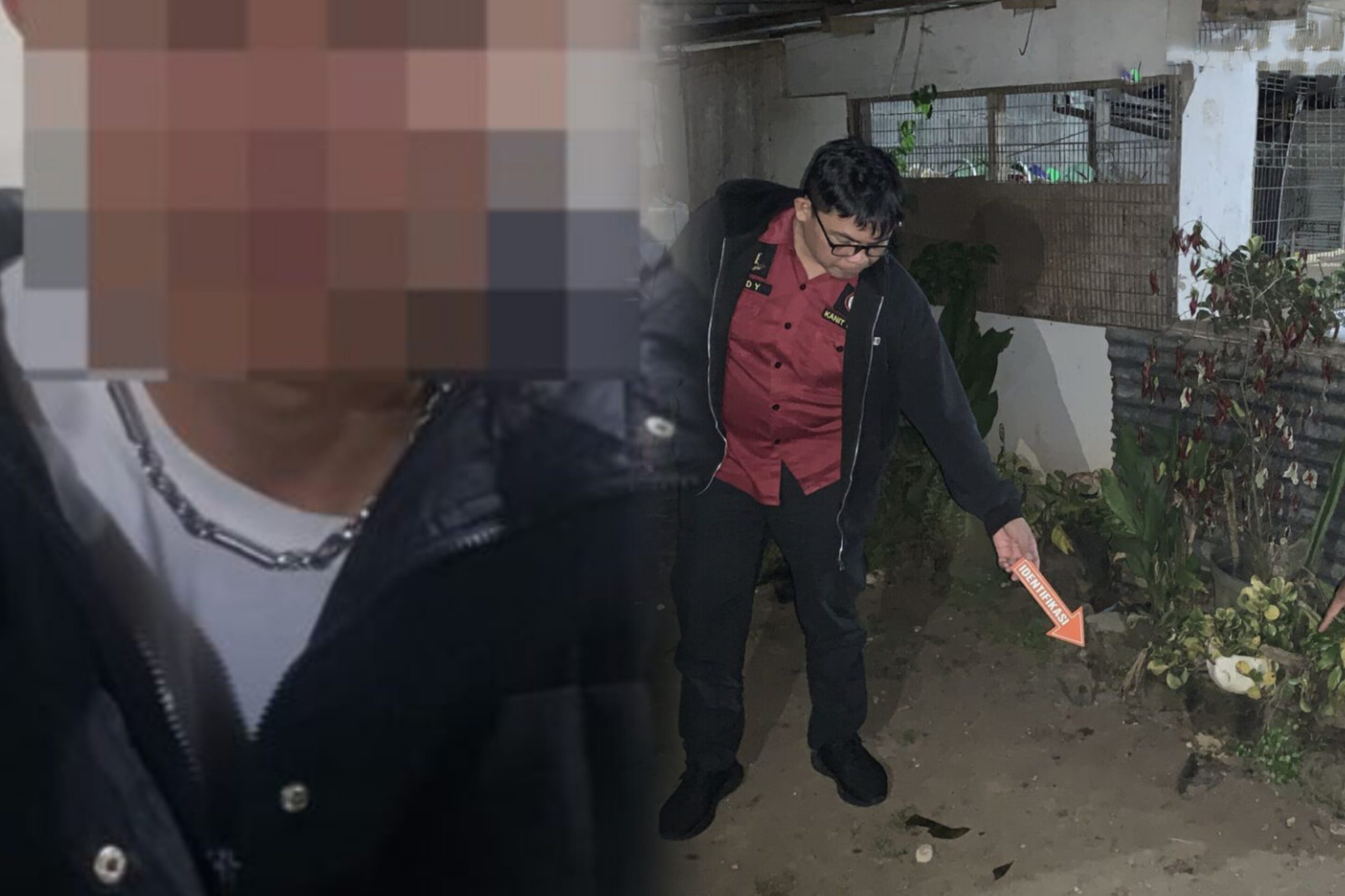 Petugas kepolisian melakukan olah TKP di lokasi penikaman saat perayaan Pengucapan Syukur di Desa Kiawa Dua Timur, Minahasa