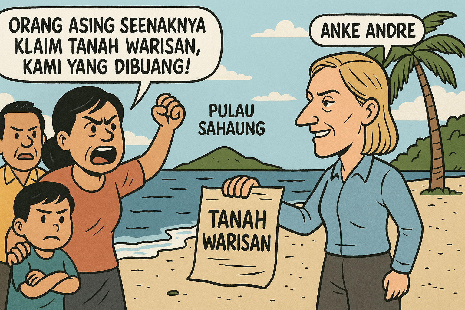 Keluarga Takumansang di Minahasa Utara memprotes dugaan penyerobotan tanah warisan oleh warga negara asing asal Jerman di Pulau Sahaung.