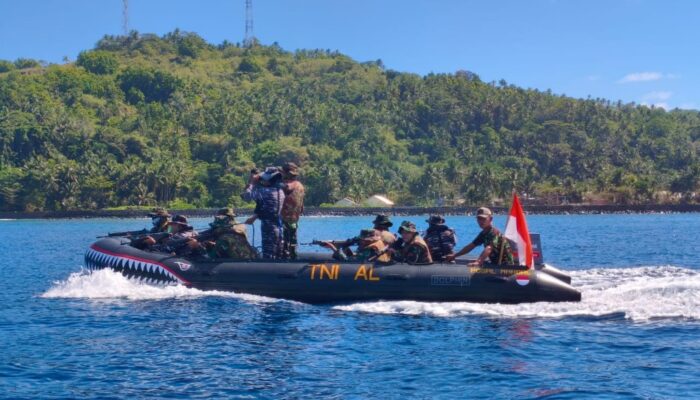Patroli Laut Satgas Pamputer Kodim Sangihe-Posal Marore Pertebal Keamanan Perbatasan