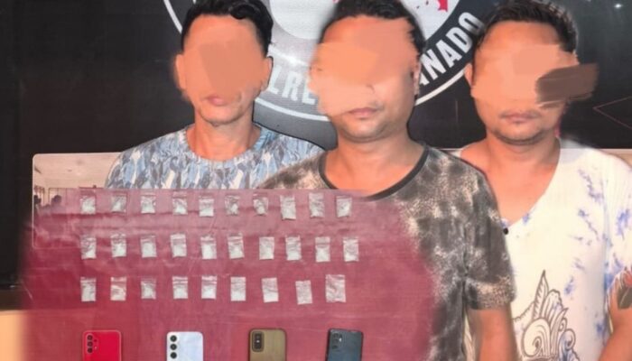 Jaringan Sabu Manado Dibongkar! Tiga Pengedar Ditangkap dalam Operasi Senyap, 29 Paket Diamankan