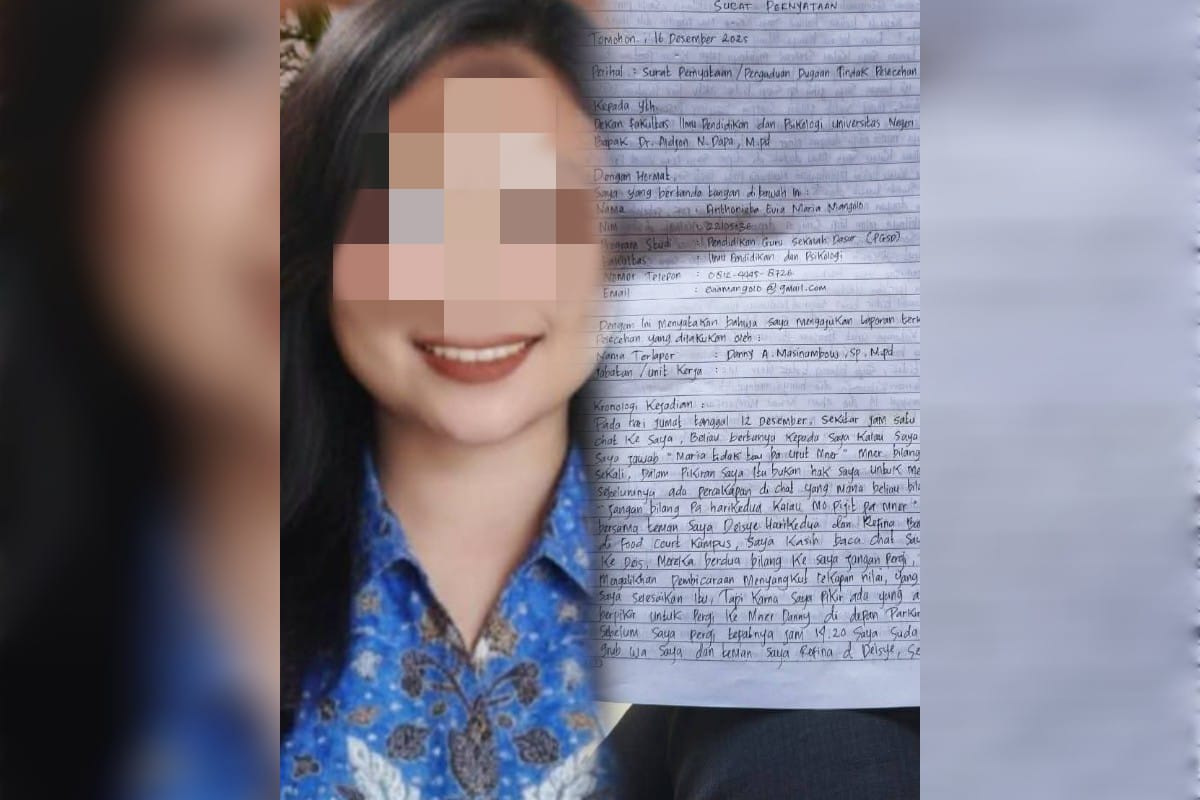 Mahasiswi UNIMA tewas gantung diri di Tomohon. Surat dugaan pelecehan dosen beredar, memicu sorotan publik dan desakan transparansi kampus.