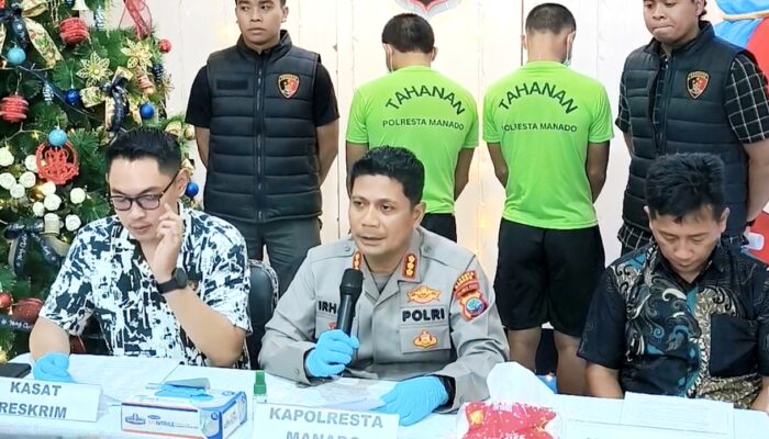 Polresta Manado Ungkap Dua Kasus Pembunuhan di Wori dan Pandu, Pelaku Terancam 15 Tahun Penjara