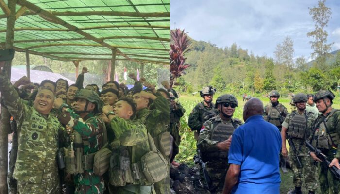 Didampingi Kolonel Elvino, Mayjen Mirza Semangati Satgas Yonif 712