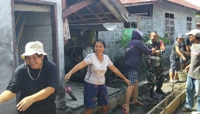 Babinsa dan Warga Gotong Royong Wujudkan Jalan Setapak di Amurang Barat