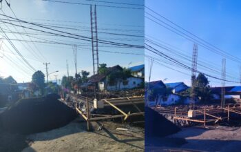 Gerai Koperasi Merah Putih di Sasaran Berdiri Kokoh di Atas Badan Jalan, Diduga Tak Berizin