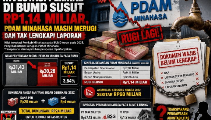 Ups! Investasi Pemkab Minahasa Tergerus Kerugian PDAM, Laporan Wajib Pun Tak Kunjung Lengkap