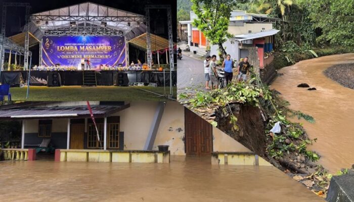 Banjir dan Longsor Landa Sangihe, Warga Tetap Gelar Oikumene Bermazmur di Tengah Bencana